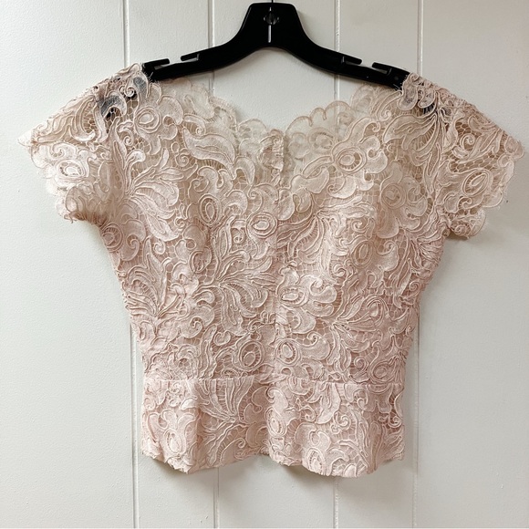 Vintage 1950s Boho Romantic Feminine Dorine Leibert NY Blush Pink Lace Top Small - Picture 6 of 8